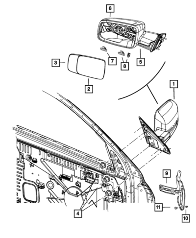 GLASS, OUTSIDE REARVIEW MIRROR LH, (68381787AA)